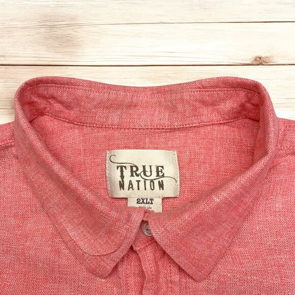 DXL True Nation Linen Blend Roll Tab Long Sleeve‎ Button Down Shirt - Picture 2 of 8